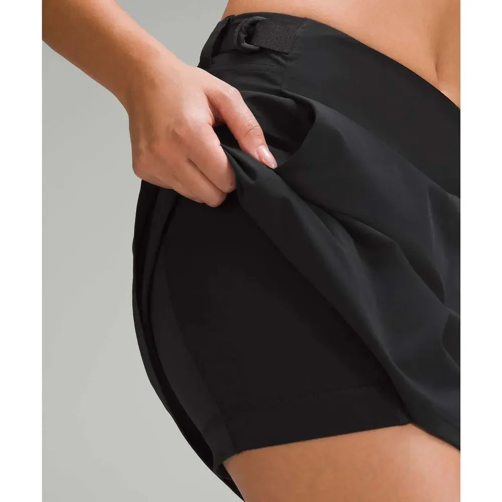 LULULEMON Wrap-Front Mid-Rise Golf Skirt Size 4 Black